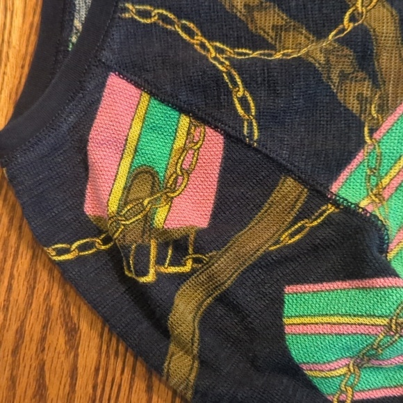 Ralph Lauren Jeans Black and Pink Equestrian Waffle Knit Fitted Graphic Top Sz M - Picture 5 of 6